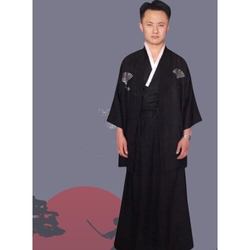 Traditional Japanese Mens Clothing Kimono For Karate Obi Yukata Male Kimono Cosplay Kimono Japones Samurai Costume FF2401
