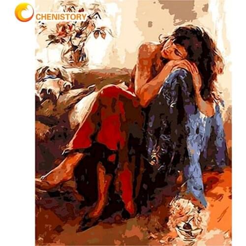 CHENISTORY Red Dress Woman Figure Picture By Numbers For Adults 60x75cm Framed Unique Gift Handmade Home Decor Wall Artwork