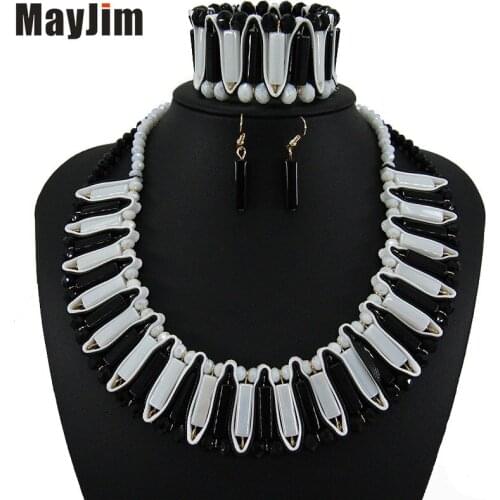 Statement Choker Necklace 2019 fashion crystal Hyperbole jewelry sets Handmade bead chain big dubai jewelry sets Vintage Bijoux