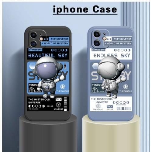 Cute Space Astronaut Phone Case For iPhone 12 11 Pro Max Soft Silicone Cover For iPhone X XR XS 7 8 Plus Protective Back Shell