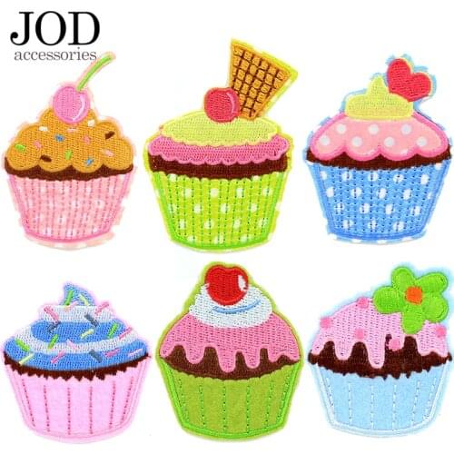 Cartoon Cake Patch for Clothing Iron on Embroidery Applique Anime Sew on Clothes Sticker Children DIY Ironing Badge Backpack