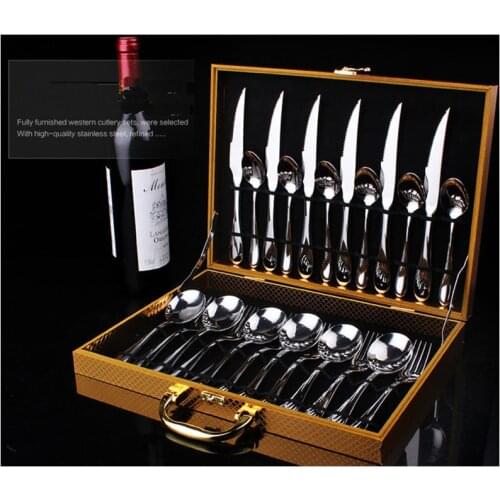 Golden/black Dinnerware Set top Stainless Steel Dinner Cutlery Set Gift 3 style Knife and Fork Cut steak knife Bbq Weddings