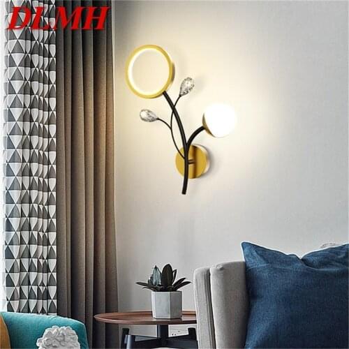 DLMH Nordic Wall Light Sconces Gold Lamps Modern Crystal Fixtures Indoor Decorative for Home Living Room