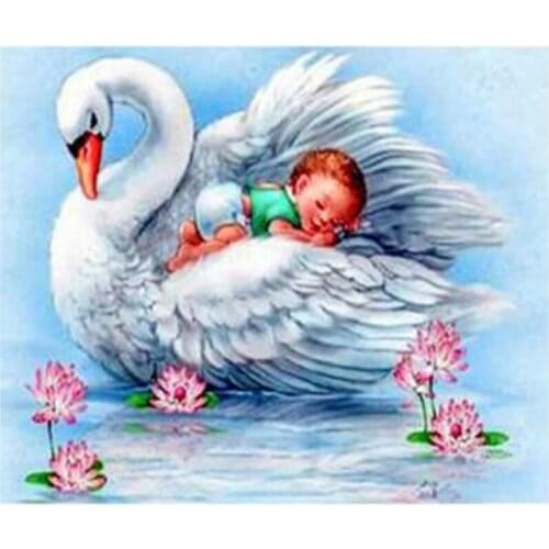 New Arrivals 5D DIY Full Round Diamond Painting Swan & Baby Cross Stitch 3D Embroidery Rhinestone Mosaic Home Decor Gift Y406