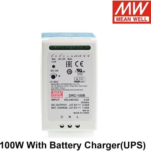 Original MEAN WELL DRC-100A DRC-100B 13.8V 27.6V 100W UPS DIN Rail Security Industry Or Battery Systerms Switching Power Supply