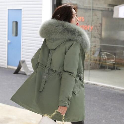 Medium Long Cotton Liner Parka Coat Fashion Adjustable Waist Winter Jacket Women Casual Warm Hooded Parka 2021 New