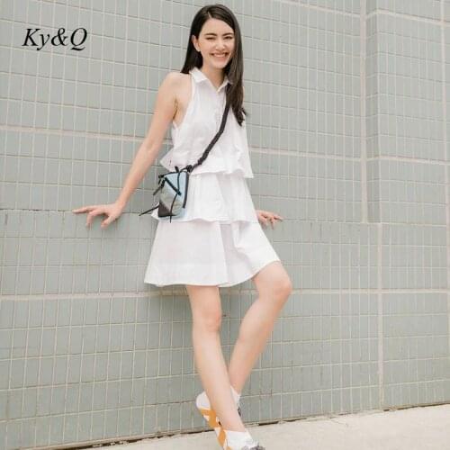 First Love Age Reduction Sweet Design White Sleeveless Shirt Dress 2021 Summer Star Same Vest Cake Dresses High Quality