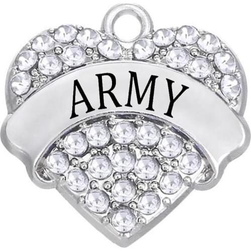 The popular ARMY tag heart pendant with colorful rhinestone crystal charm DIY for loved ones friends gifts souvenir jewelry
