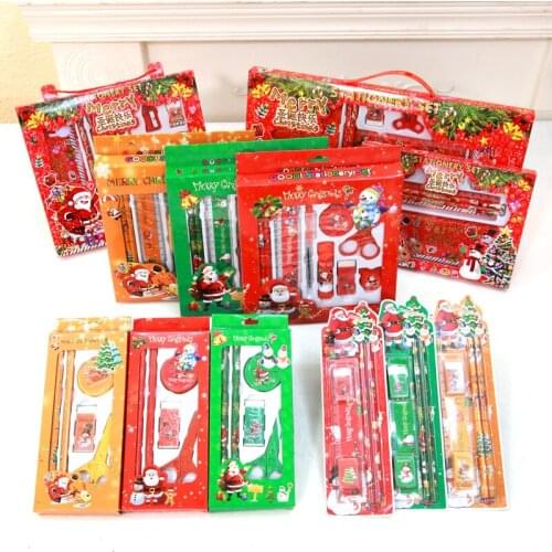 Christmas Gift Stationery Set Student Pencil Ballpoint Pen Eraser Gift Box School Office School Supplies