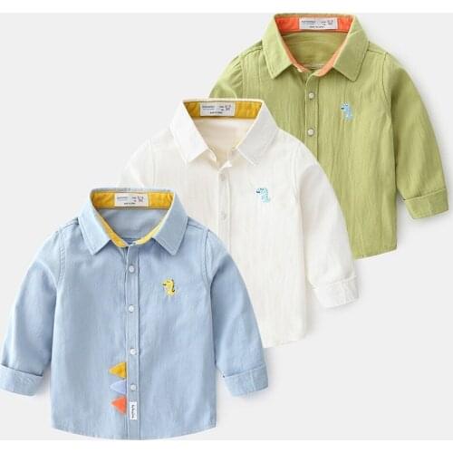 2021 New Toddler Boys Shirts Long Sleeve Solid Shirt for Kids Spring Autumn Children Clothes Casual Cotton Shirts Tops 24M-8Y