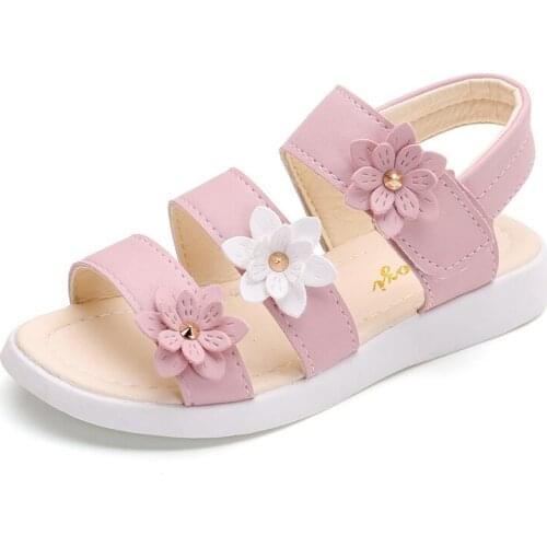 Girls Sandals Gladiator Flowers Sweet Soft Childrens Beach Shoes Kids Summer Floral Sandals Princess Fashion Cute High Quality