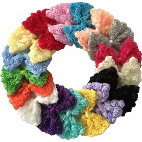 20pcs/lot 17 colors Large 6 rows chiffon rosette bows hair fashion bows hair accessory free shipping
