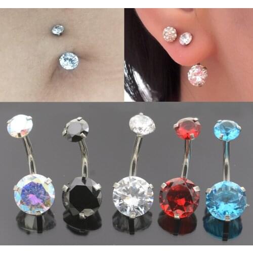 Starose 5/8mm Big Clear Ziron Belly Button Rings Dangle Earring Navel Piercing Nombril Pircing Sexy Women Men Beach Body Jewelry