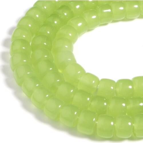 Beadtales 8*6mm 0.8mm Hole Glass Round shape Spacer Beads Light Green Translucent Beads For Jewelry DIY Necklace Bracelet Making