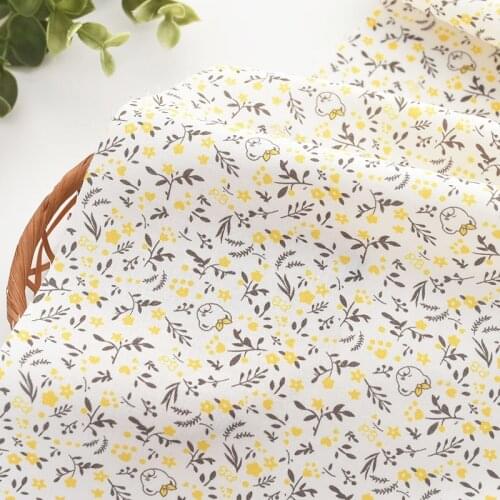140x50cm Floral Cartoon Bear Cotton Poplin Sewing Fabric, Making Clothes and Dresses Handmade DIY Cloth