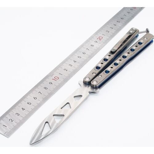 Butterfly Trainer Knife BM51 V3 D2 Blade Titanium Handle Jilt Not Sharp Hunting Knife Folding Pocket Knife gift knives