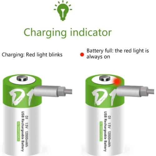 USB Rechargeable Batteries 12000mWh High Capacity 1.5V Lithium Batteries