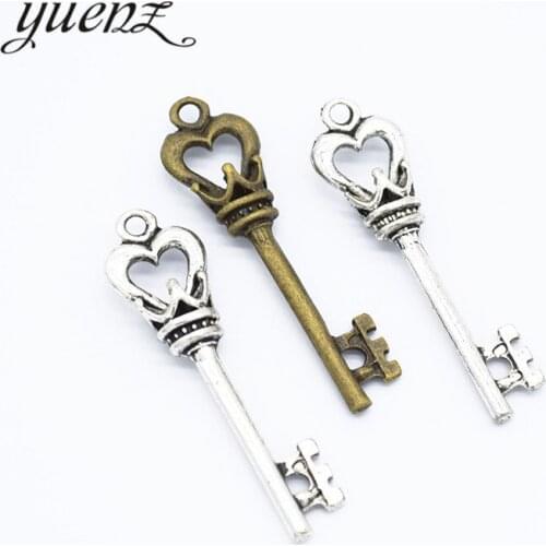YuenZ 7pcs 2 colour Antique bronze Crown heart key Pendant Alloy DIY Fashion charm Bracelet Necklace Jewelry Accessories O257