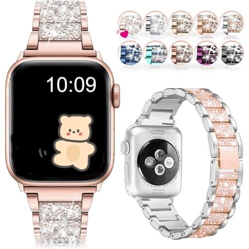 Jewelry chain strap For Apple watch band 40mm 44mm 42mm 38mm Loop bracelet diamond wrist watchband for iWatch series 6 5 4 3 SE