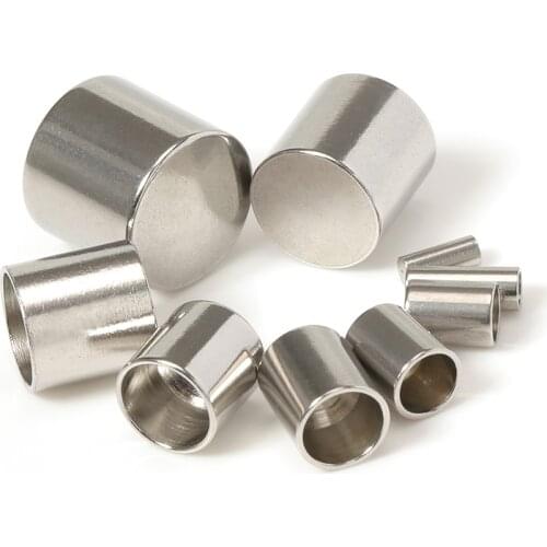 20pcs Stainless Steel Leather Cord Fastener End Caps 2-10mm Crimp End Caps Round Cap Accessory for DIY Jewelry Making Findings