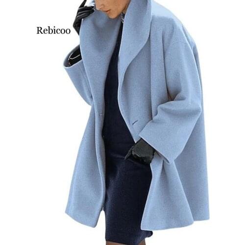 Fashion Multicolor Cape Collar Female Outwear Coat Loose Women Pure Color Wool Jacket Long Pattern Street Style Coat