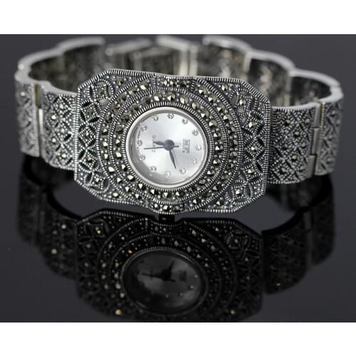 Top Quality Limited Edition Classic Silver Women Bracelet Watch Lady Real Silver Watch Pure Silver Bracelet Watch Silver Bangle