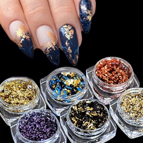 Gold Glitter Flakes Irregular Aluminum Foil Sequins For Nails Chrome Powder DIY Manicures Nail Art Decorations