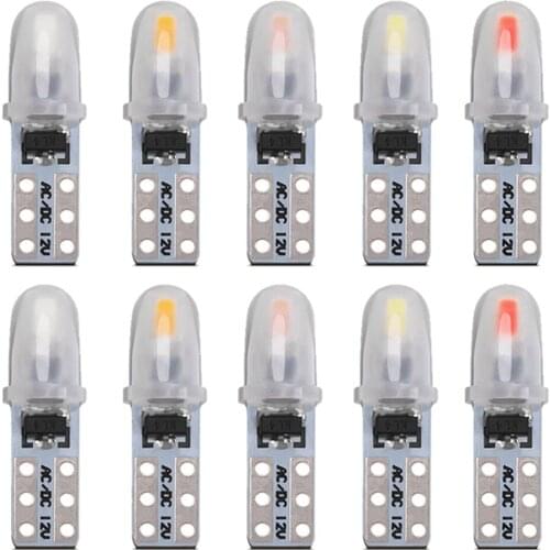 10Pcs T5 Led Bulb W3W W1.2W Led Canbus Car Interior Lights Dashboard Warming Indicator Wedge Auto Instrument Lamp 12V 3014 2SMD