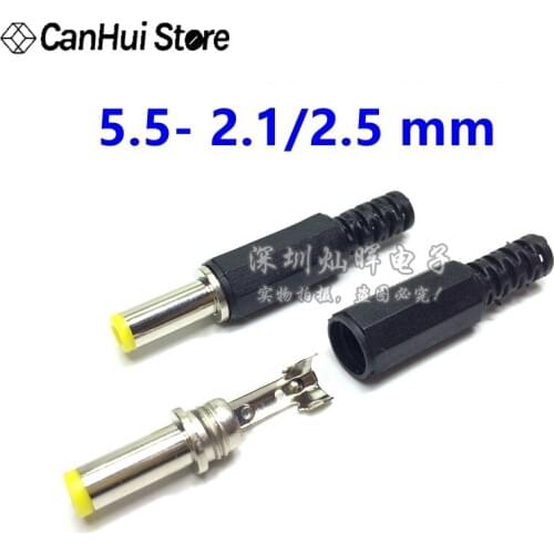 10Pcs DC Plug Male Electrical Socket Outlet 5.5*2.5mm DC-022 DC Outlet 5.5X2.1MM 5.5*2.1MM DC tuning fork type Yellow