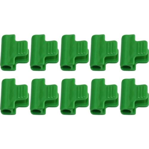 10Pcs Green Pipe Clamps 11mm/0.43inch Stakes Greenhouse Outdoor Accessory