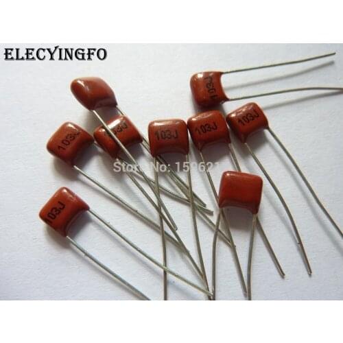 100pcs CBB 103J 100V 0.01uF 10nF P5 Metallized Polypropylene Film Capacitor