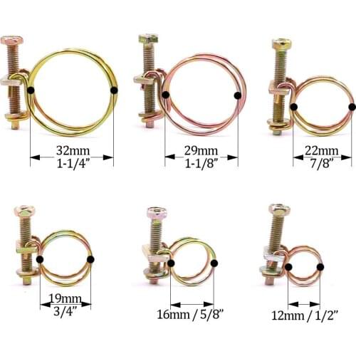 42-Pcs 6-Size Adjustable Steel Wire Tube Hose Clamps Assortment Kit - Size included 1/2'', 5/8'', 3/4'', 7/8'', 1-1/8'', 1-1/4