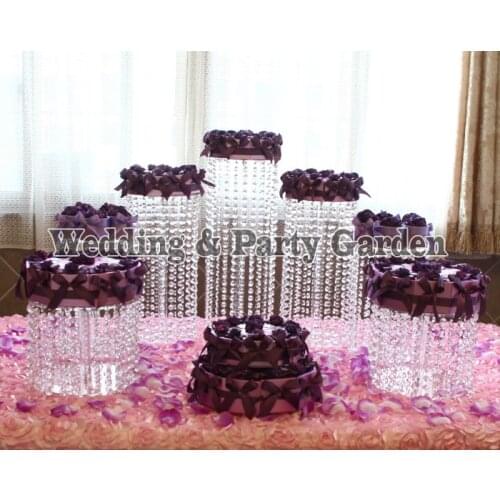 7pcs High Quality Wedding Cake Stand Crystal acrylic cake display shelf Event Party birthday Decoration Supplies D15~30,H45~15