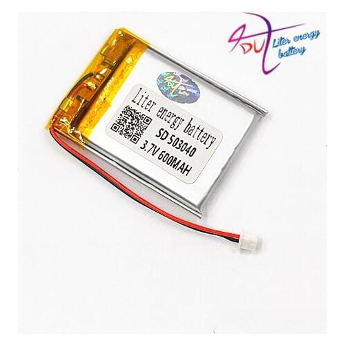 3.7V 600mAh battery 503040 Lithium Polymer Rechargeable Battery JST 1.25mm 2pin For Mp3 DVD Camera GPS PSP bluetooth electronics