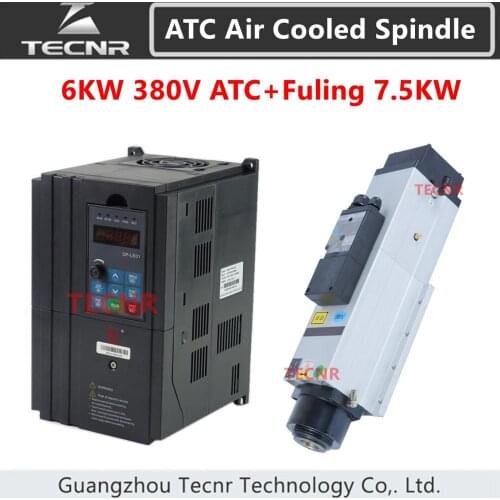 Automatic Tool Change spindle Kit 6KW 380V ISO30 ATC air cooled spindle motor and BEST Fuling Inverter 7.5KW