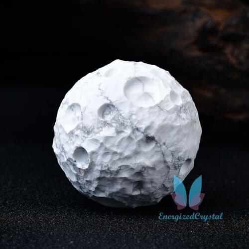 White Howlite Moon Shape Crytsal Sephere Reiki Healing Ball Meditation Decor