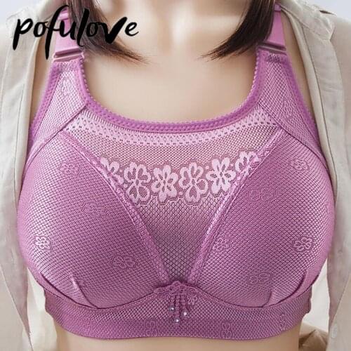 Floral Push Up Bra Women Plus Size Bras 36-44 Wireless Seamless Bralette Sexy Thin Full Cup Female Underwear Comfort Brassiere