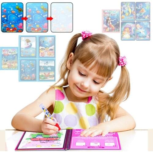 Kids Montessori Toys Reusable Coloring Book Magic Water Drawing Book Sensory Early Education Toys for Boy Girl Holiday Gift