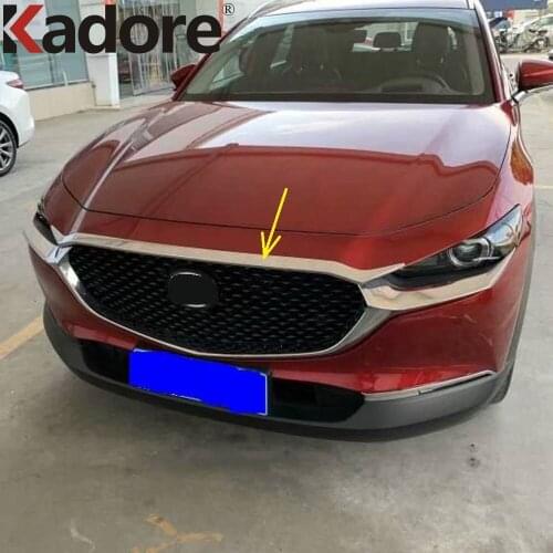 For Mazda CX30 CX-30 2020 2021 2022 ABS Chrome Front Hood Engine Cover Trim Decorative Moulding Strip Car Styling Accessories