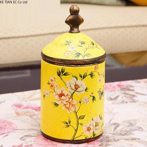 European Ceramic Painting Tank Vintage Tea Cans Home Candy Snacks Jewelry Storage Box Kitchen Food Storage Container Home Decor