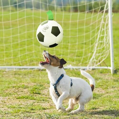 Football Soccer Medium Big Dog Ball Toy with Inflatable Tube Interactive Pet Toy for Large Dogs Outdoor Mascotas Play Supplies