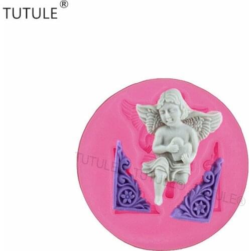 Gadgets-Victorian Angel with heart flexible silicone , for polymer clay, mold-Cherub Flying Angel Flexible Food Safe Mold
