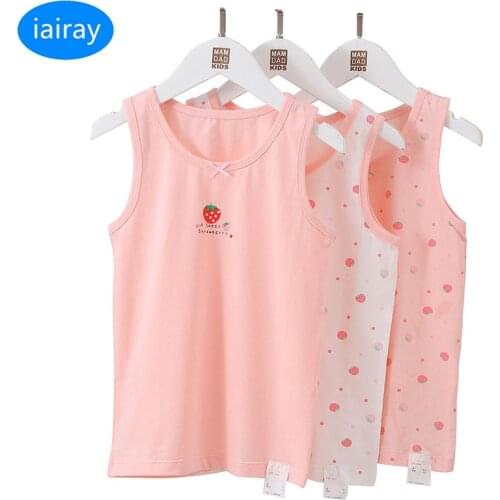 Iairay 3pcs/set girls tank tops pink cotton top camisole girls summer vest sleeveless undershirt kids underwear baby singlets