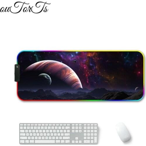 LED Light Gaming Mouse Pad RGB Large Keyboard Cover Non-Slip Rubber Base Computer Carpet Desk Mat PC Game Mouse Pad
