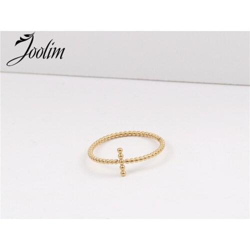 Joolim High End 18K Gold PVD Fashion String Bead Crux Chain Rings for Women Stainless Steel Jewelry Wholesale