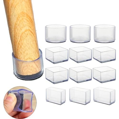 4pcs Chair Leg Caps Rubber Square Rectangle Table Foot Dust Cover Socks Floor Protector Pads Pipe Plugs Furniture Leveling Feet