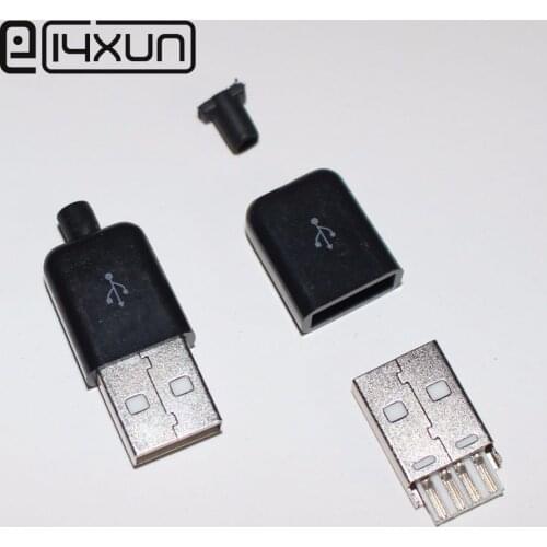 10PCS Male USB Connector Kit 5P 5pin USB 2.0 Plug Type A DIY Components White /Black Plastic Cover