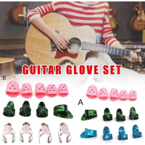 13 PCS Guitar Starter Kit Guitar Thumb Finger Picks Clear Guitar Finger Protect Beginner Guitar Playing Finger Gloves Set