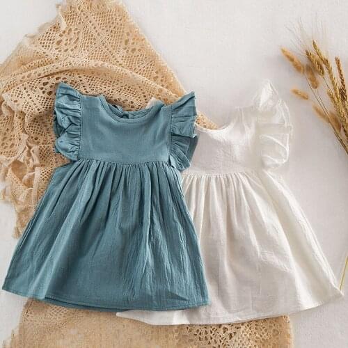 New 2021 Casual Kids Dresses For Girls Pure Color Princess Dresses Suit Summer Kids Girl Dress Sleeveless Lace Dress