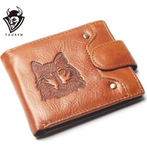 New Coin Purse Cheap Mens Wolf Head Style Wallet Genuine Leather Coin Purse For Men Card Holder Strong Wallet